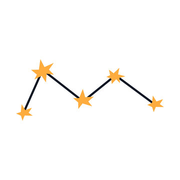 A flat illustration of constellation cassiopeia.