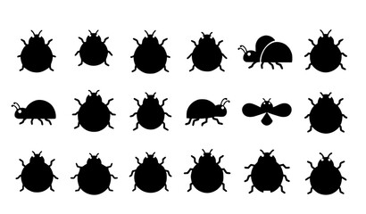 Minimal ladybug icon set cute insect red black spots vector isolated on white background © Sifat