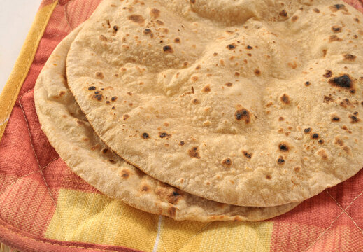 Chapati / Tava Roti also known as Indian bread or Fulka/phulka. Main ingredient of lunch/dinner in India/Pakistan. selective focus