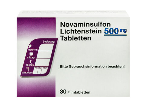 30 Novaminsulfon Lichtenstein Tabletten 500 mg   Filmtabletten Hintergrund weiss