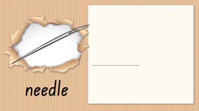 Educational Alphabet Animation for the Letter N with Needle Illustration