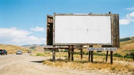 Obraz premium Empty outdoor billboard available for advertising in a rural scene