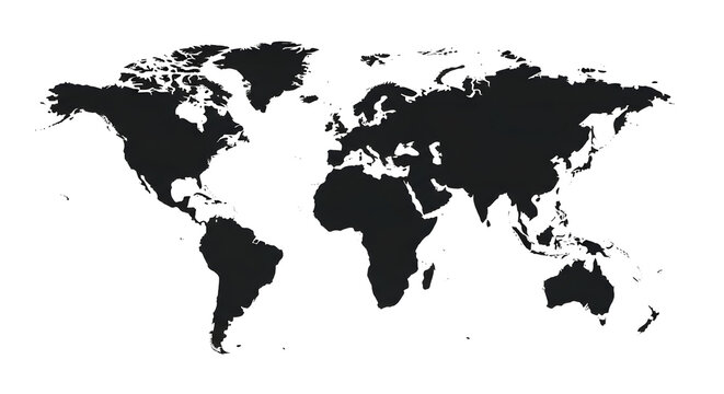 Dark World Map Silhouette on Transparent Background