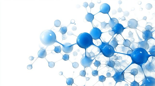 Interconnected Blue Molecules Creating a Chain in a Conceptual Illustration of Biochemistry