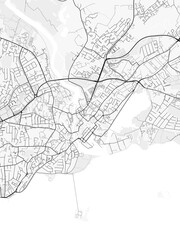 Obraz premium Galway City Map. Minimalist black and white line art poster for printing, wallpaper, wall art, and map resources for home and office decor