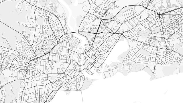 Galway City Map. Minimalist black and white line art poster for printing, wallpaper, wall art, and map resources for home and office decor