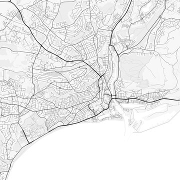 Swansea City Map. Minimalist black and white line art poster for printing, wallpaper, wall art, and map resources for home and office decor