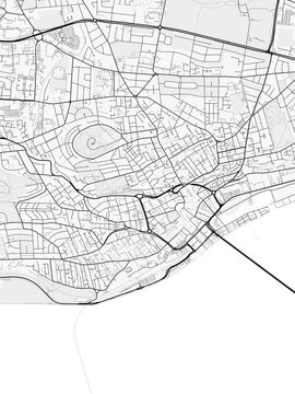 Dundee City Map. Minimalist black and white line art poster for printing, wallpaper, wall art, and map resources for home and office decor