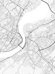 Obraz premium Londonderry City Map. Minimalist black and white line art poster for printing, wallpaper, wall art, and map resources for home and office decor