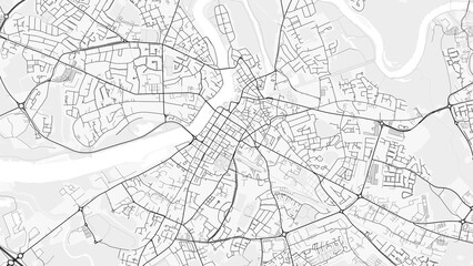 Obraz premium Limerick City Map. Minimalist black and white line art poster for printing, wallpaper, wall art, and map resources for home and office decor