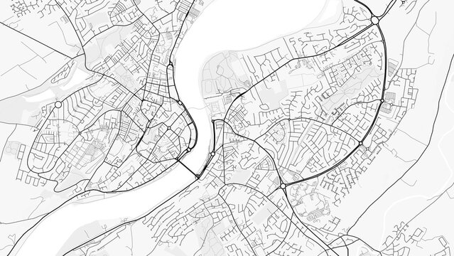 Londonderry City Map. Minimalist black and white line art poster for printing, wallpaper, wall art, and map resources for home and office decor