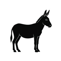 Fototapeta premium Donkey silhouette side view farm animal black minimal vector illustration isolated on white background simple livestock design