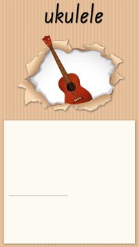 Educational Alphabet Animation for the Letter U with a Ukulele