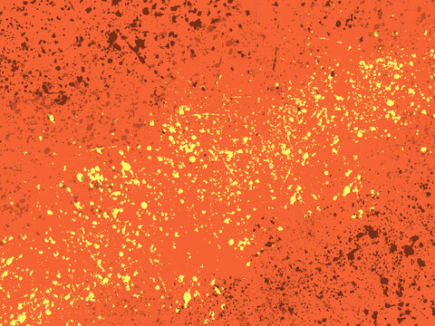 Orange Splatter Texture - Abstract vibrant orange background with yellow and dark paint splatter pattern. Ideal for digital wallpapers, graphic design, posters, and creative backgrounds