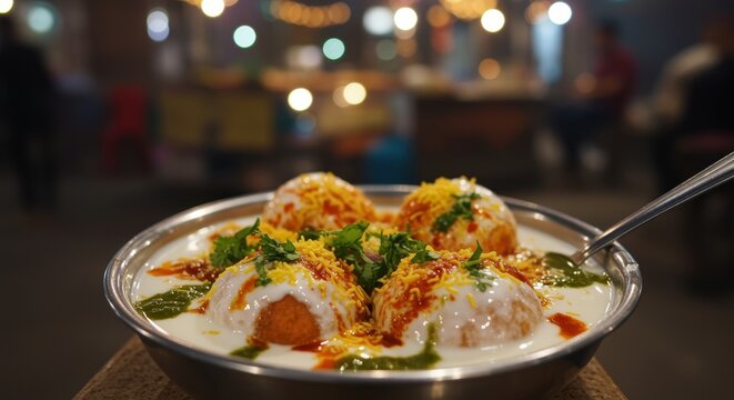 Authentic Dahi Bhalla Chaat with Yogurt and Spicy Chutneys