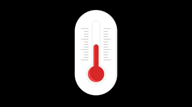 Animated thermometer icon showing temperature level, clean flat design isolated on transparent background for medical, weather, and UI use.