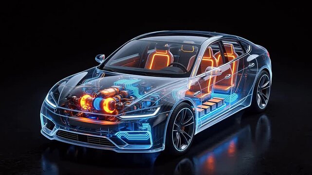 Transparent electric car with internal components