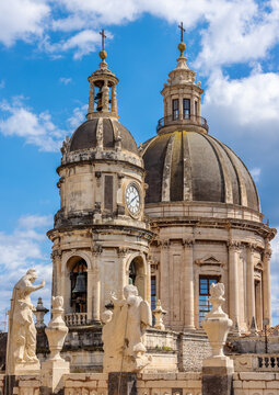 Domes of Saint Agatha Cathedral. Catania, Sicily, Italy