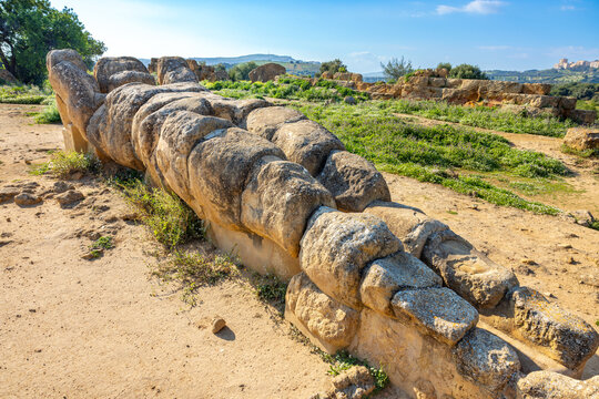 Giant Talamon from Zeus Temple. Agrigento, Sicily, Italy