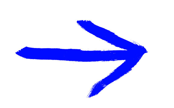 Gemalter Pfeil in blau gemalt mit einem Pinsel