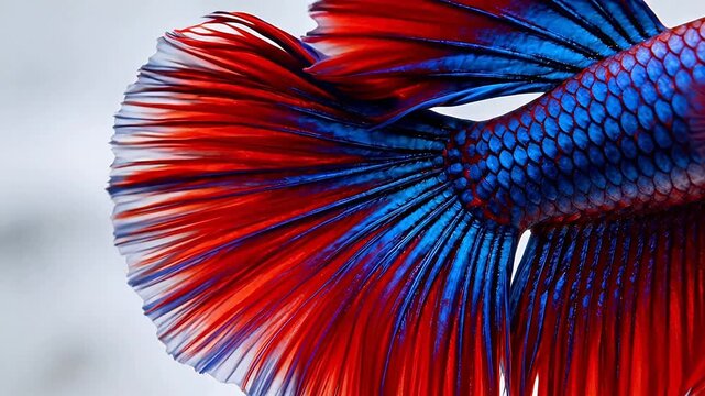 Closeup of a vibrant blue and red fish