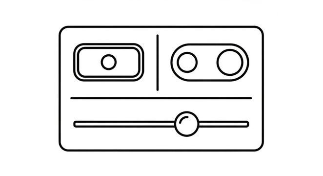 Simple line drawing of a camera interface with controls.