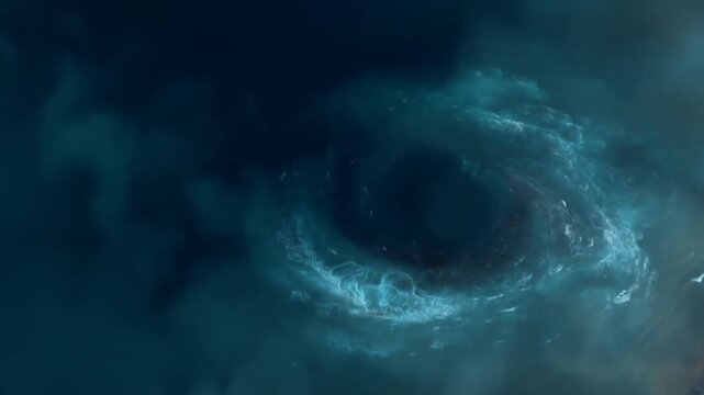 Abstract swirling vortex design in shades of blue and teal color