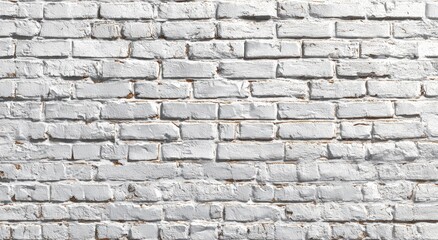 Fototapeta premium A close-up view showcases a textured white brick wall, highlighting the subtle variations in color and the distinct mortar lines between each brick.