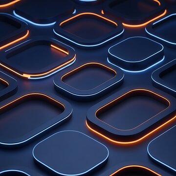 a digital illustration of rounded squares with glowing outlines