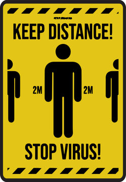 Keep Distance Social Distancing Safety Warning Sign with 2m Icon