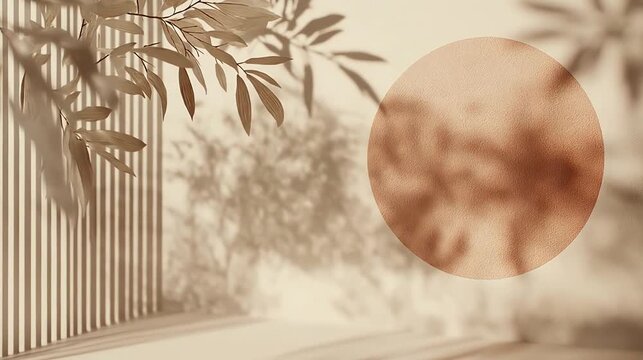 Abstract composition with leaves shadows and geometric shapes for backgrounds