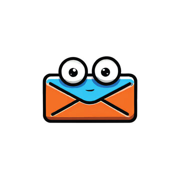 Cartoon Email Message Icon Character.
