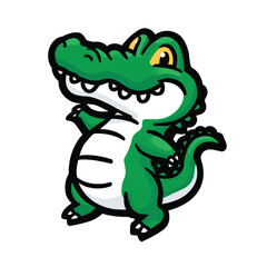 Obraz premium Cartoon Green Crocodile Character Design.