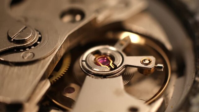 Old Classic Clock Works and automatic movement functioning

