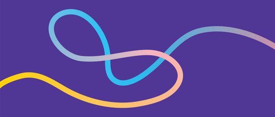 Obraz premium Colorful wavy lines on purple background abstract design element gradient curves
