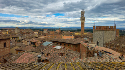 Obraz premium view of Siena in Italy with sky, Tuscany 