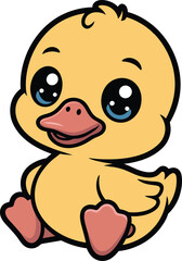 Obraz premium Cute cartoon baby duckling illustration