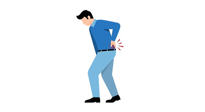 Man experiencing back pain, clutching his lower back in discomfort