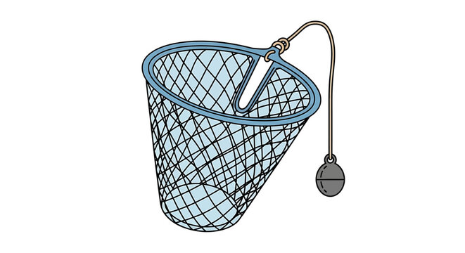Fishing net with weight attached closeup.