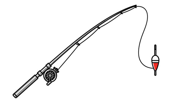 Fishing rod with line and float.