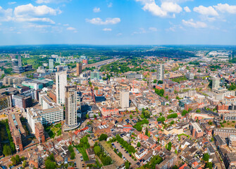 Fototapeta premium Panoramic view from above Eindhoven city skyline, Netherlands