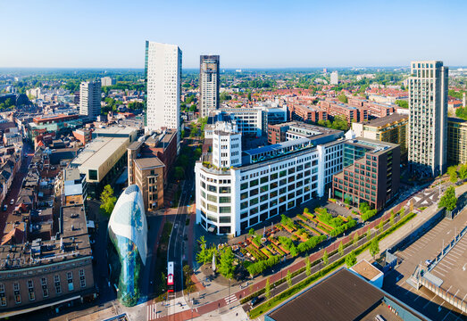 Panoramic view from above Eindhoven city skyline, Netherlands