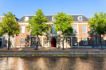 Fototapeta premium Rijksmuseum van Oudheden on Rapenburg canal in Leiden, Netherlands