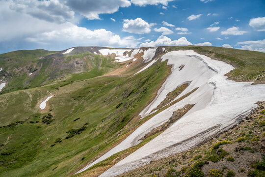 Scenic Rocky Mountain Landscape with Evergreen Hillside in Rocky Mountain NP, Colorado