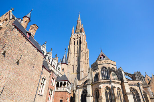 Church of Our Lady tower in Bruges city, Belgium