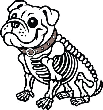 Cartoon bulldog skeleton illustration