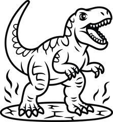 Obraz premium Cute cartoon trex dinosaur standing on cracked ground