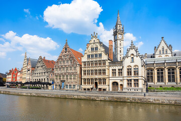 Obraz premium Historic guild houses on Graslei embankment in Ghent, Belgium