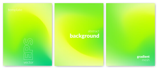 Abstract liquid background set. Gradient mesh. Effect bright color blend. Blurred fluid colorful mix. Modern design template for web covers, ad banners, posters, brochures, flyers. Vector image EPS © SrGr