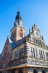 Obraz premium Waag Tower or Waagtoren in Alkmaar town, Netherlands